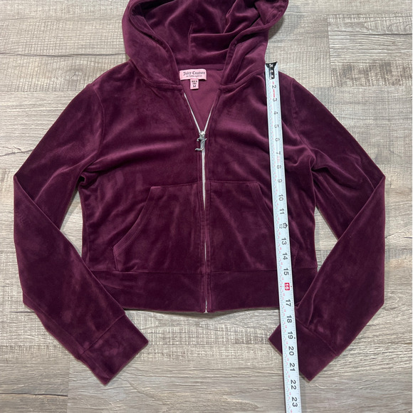 Juicy Couture Bling Rhinestone Velour Hooded Track Jacket Medium Purple Y2K - Picture 6 of 7
